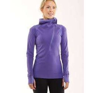 Lululemon Run Stay Warm Purple Asymmetrical Zip Hoodie Hoodie SZ 4 Athleisure